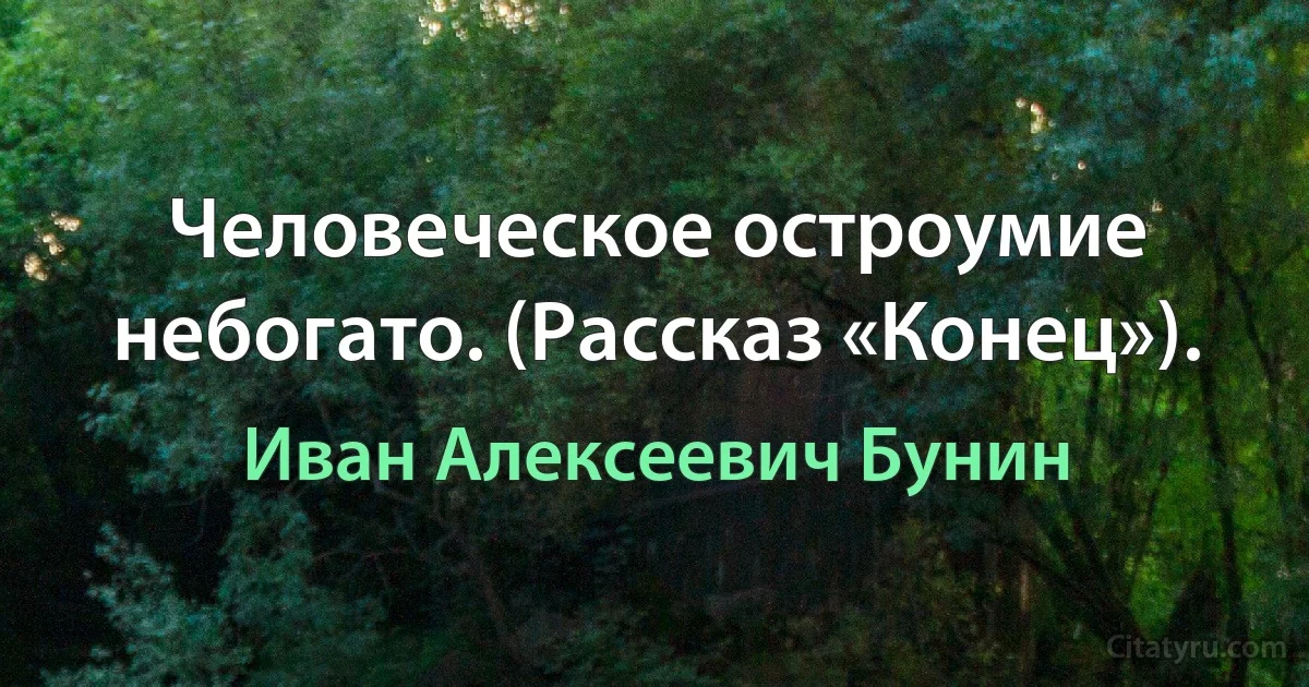 Человеческое остроумие небогато. (Рассказ «Конец»). (Иван Алексеевич Бунин)