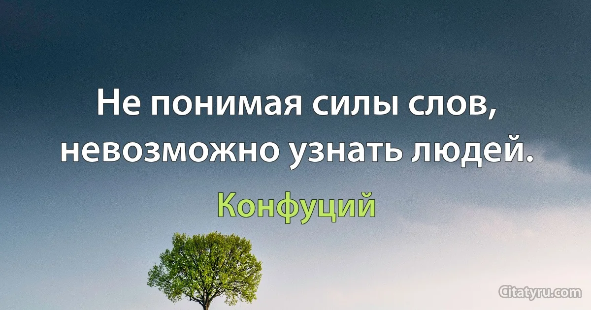 Не понимая силы слов, невозможно узнать людей. (Конфуций)