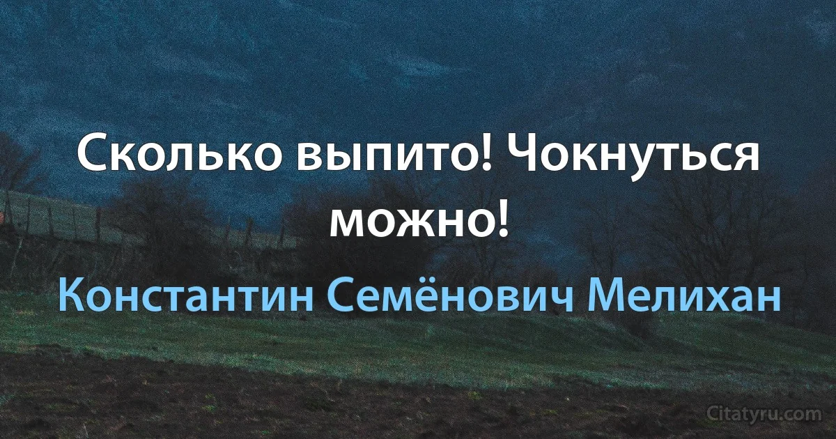 Сколько выпито! Чокнуться можно! (Константин Семёнович Мелихан)