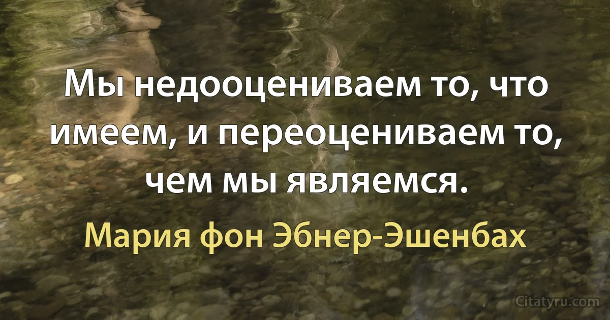 Мы недооцениваем то, что имеем, и переоцениваем то, чем мы являемся. (Мария фон Эбнер-Эшенбах)