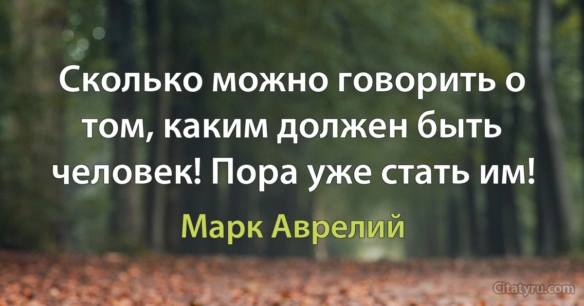 Сколько можно говорить о том, каким должен быть человек! Пора уже стать им! (Марк Аврелий)