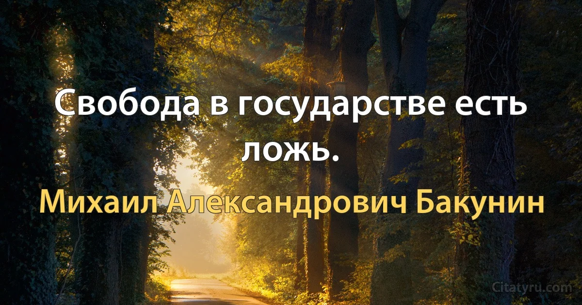 Свобода в государстве есть ложь. (Михаил Александрович Бакунин)