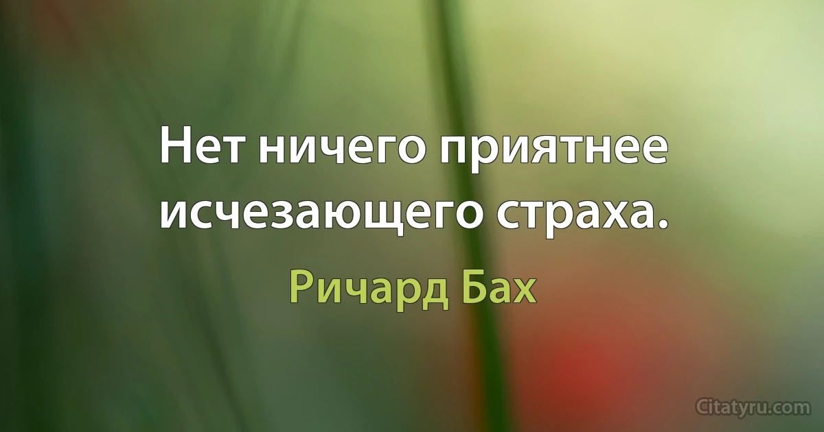 Нет ничего приятнее исчезающего страха. (Ричард Бах)