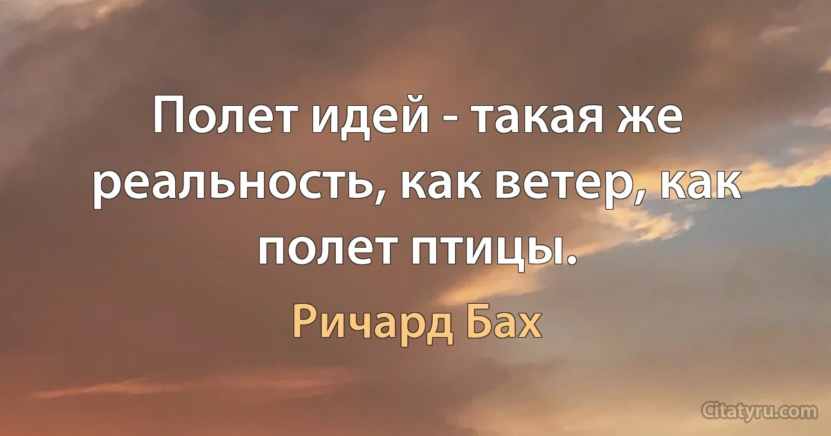 Полет идей - такая же реальность, как ветер, как полет птицы. (Ричард Бах)