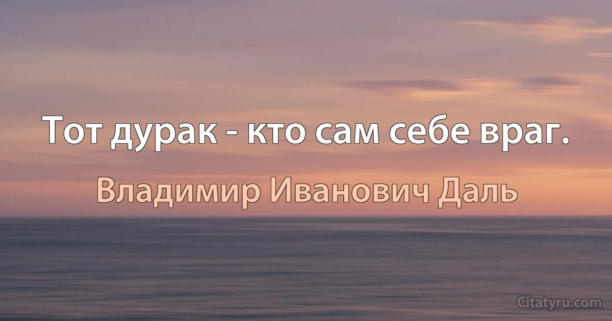 Тот дурак - кто сам себе враг. (Владимир Иванович Даль)