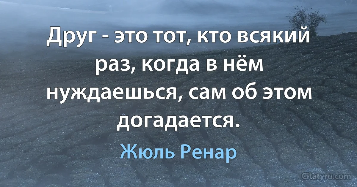 Друг - это тот, кто всякий раз, когда в нём нуждаешься, сам об этом догадается. (Жюль Ренар)