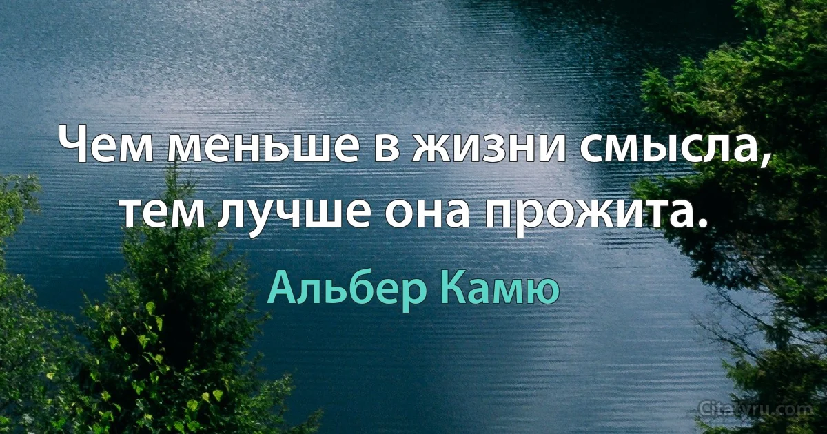 Чем меньше в жизни смысла, тем лучше она прожита. (Альбер Камю)