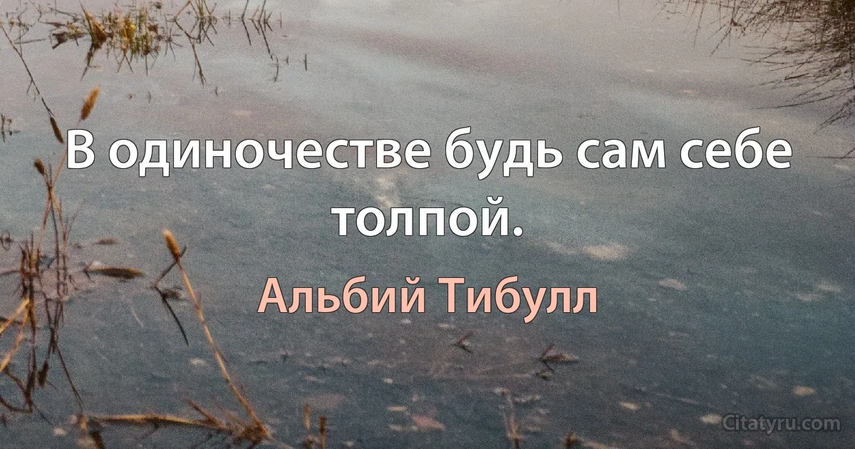 В одиночестве будь сам себе толпой. (Альбий Тибулл)