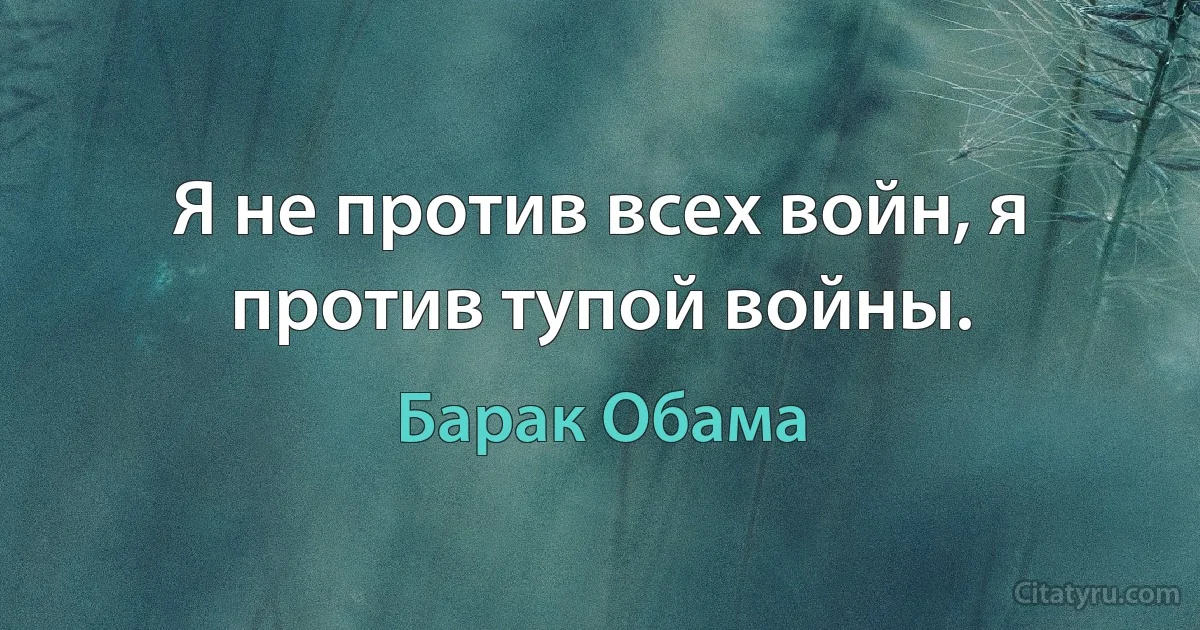 Я не против всех войн, я против тупой войны. (Барак Обама)