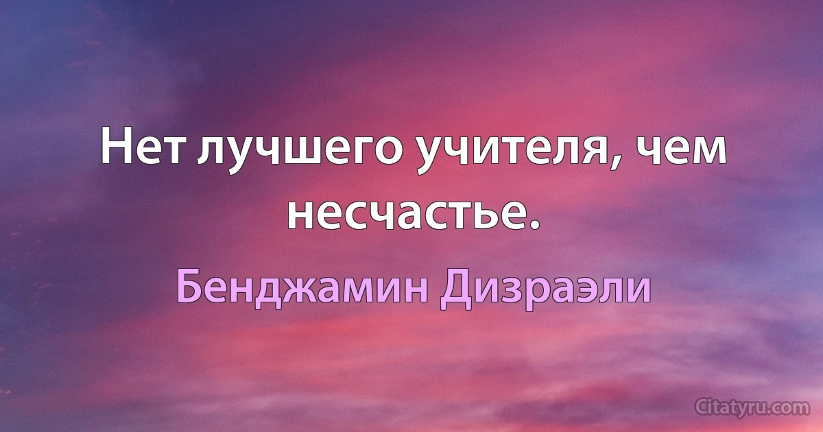 Нет лучшего учителя, чем несчастье. (Бенджамин Дизраэли)