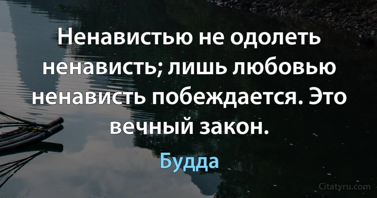 Ненавистью не одолеть ненависть; лишь любовью ненависть побеждается. Это вечный закон. (Будда)