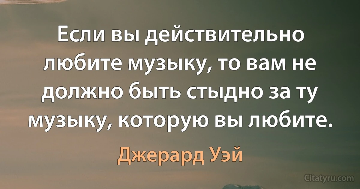 Если вы действительно любите музыку, то вам не должно быть стыдно за ту музыку, которую вы любите. (Джерард Уэй)