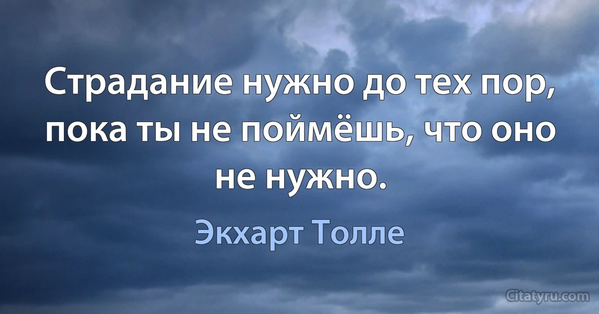 Страдание нужно до тех пор, пока ты не поймёшь, что оно не нужно. (Экхарт Толле)