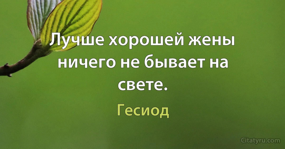 Лучше хорошей жены ничего не бывает на свете. (Гесиод)