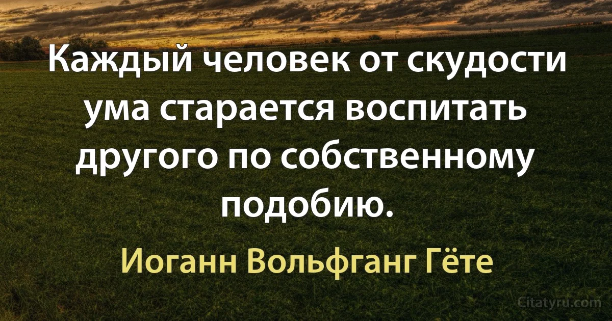 Каждый человек от скудости ума старается воспитать другого по собственному подобию. (Иоганн Вольфганг Гёте)