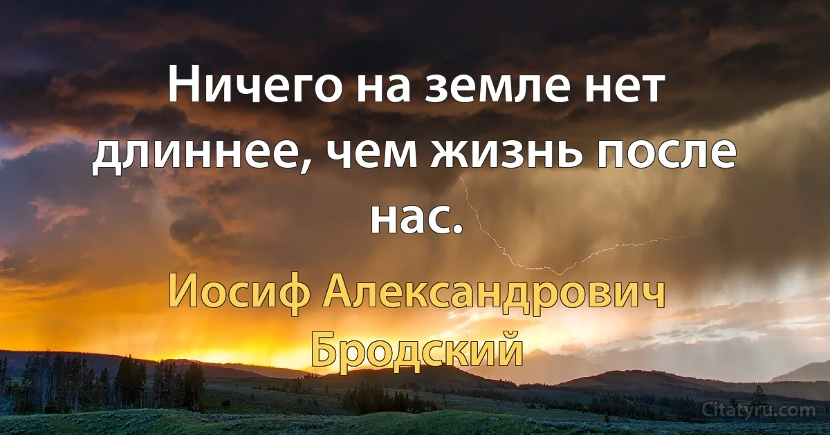 Ничего на земле нет длиннее, чем жизнь после нас. (Иосиф Александрович Бродский)