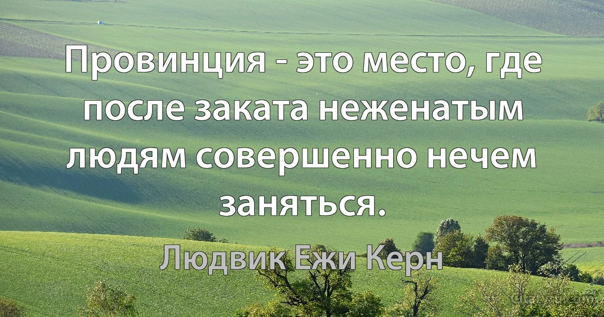 Провинция - это место, где после заката неженатым людям совершенно нечем заняться. (Людвик Ежи Керн)