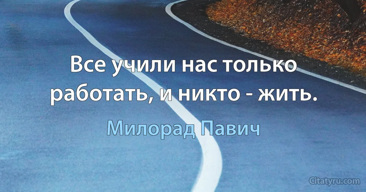 Все учили нас только работать, и никто - жить. (Милорад Павич)