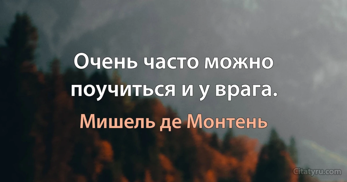 Очень часто можно поучиться и у врага. (Мишель де Монтень)