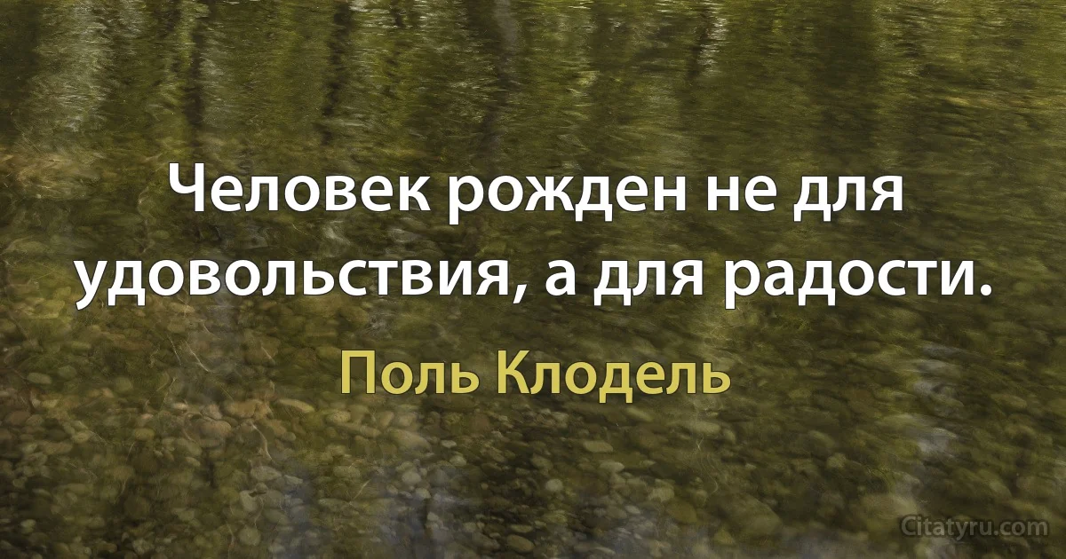 Человек рожден не для удовольствия, а для радости. (Поль Клодель)