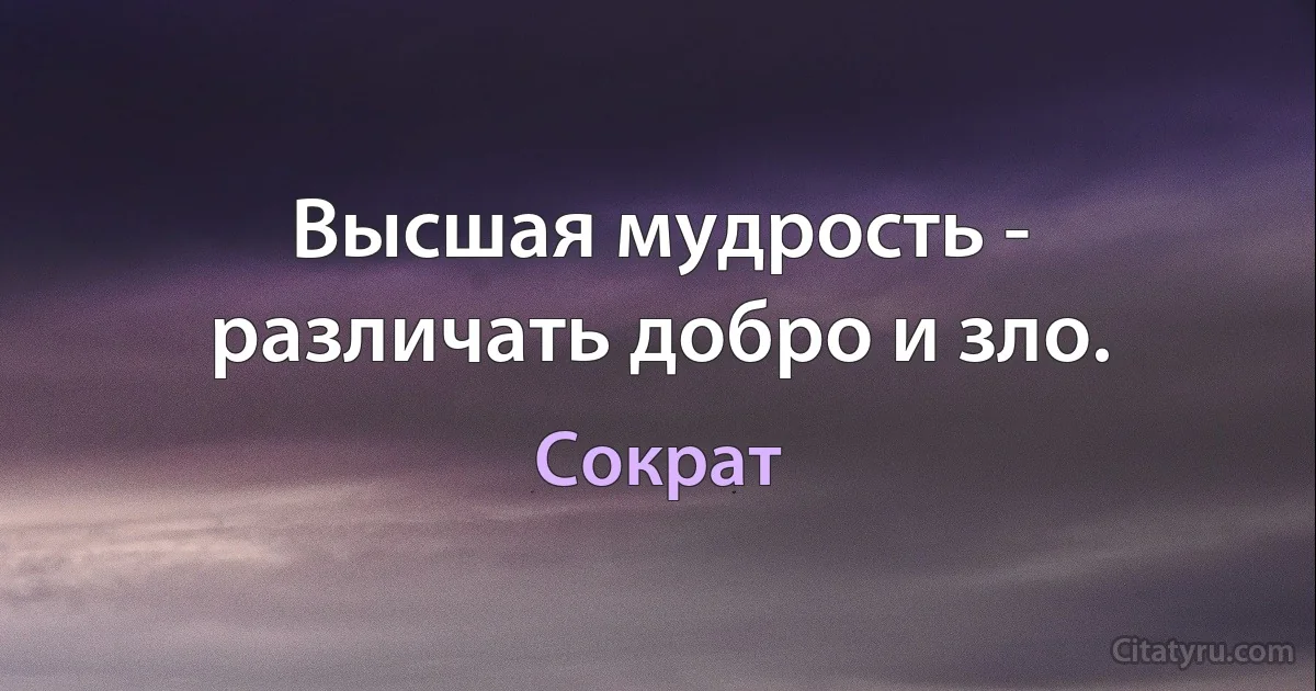 Высшая мудрость - различать добро и зло. (Сократ)