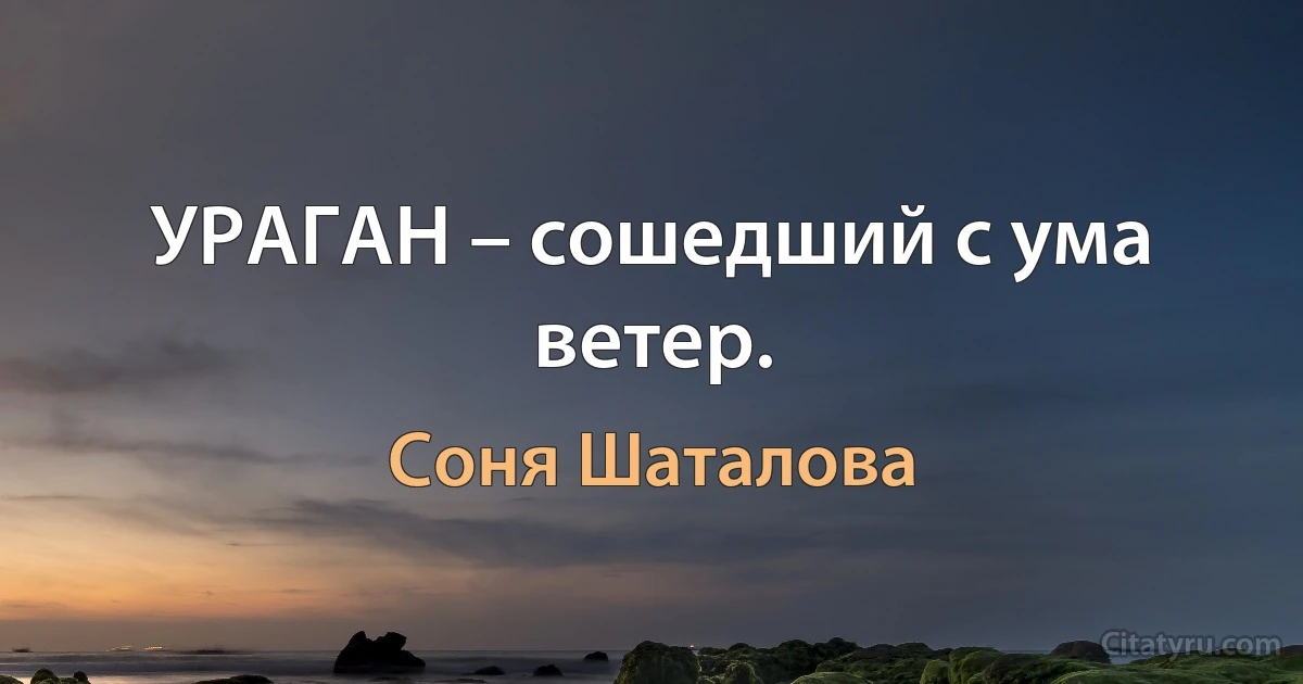 УРАГАН – сошедший с ума ветер. (Соня Шаталова)