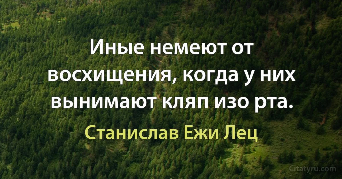 Иные немеют от восхищения, когда у них вынимают кляп изо рта. (Станислав Ежи Лец)