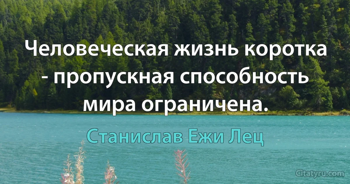 Человеческая жизнь коротка - пропускная способность мира ограничена. (Станислав Ежи Лец)