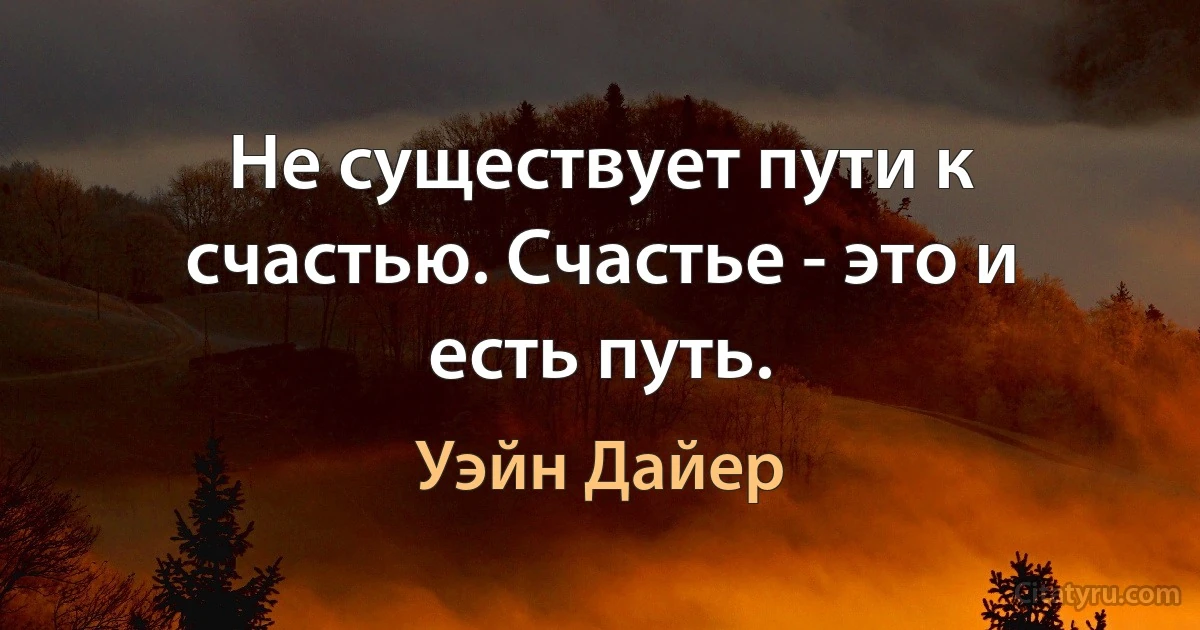 Не существует пути к счастью. Счастье - это и есть путь. (Уэйн Дайер)