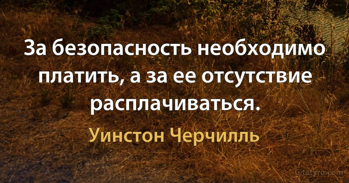 За безопасность необходимо платить, а за ее отсутствие расплачиваться. (Уинстон Черчилль)