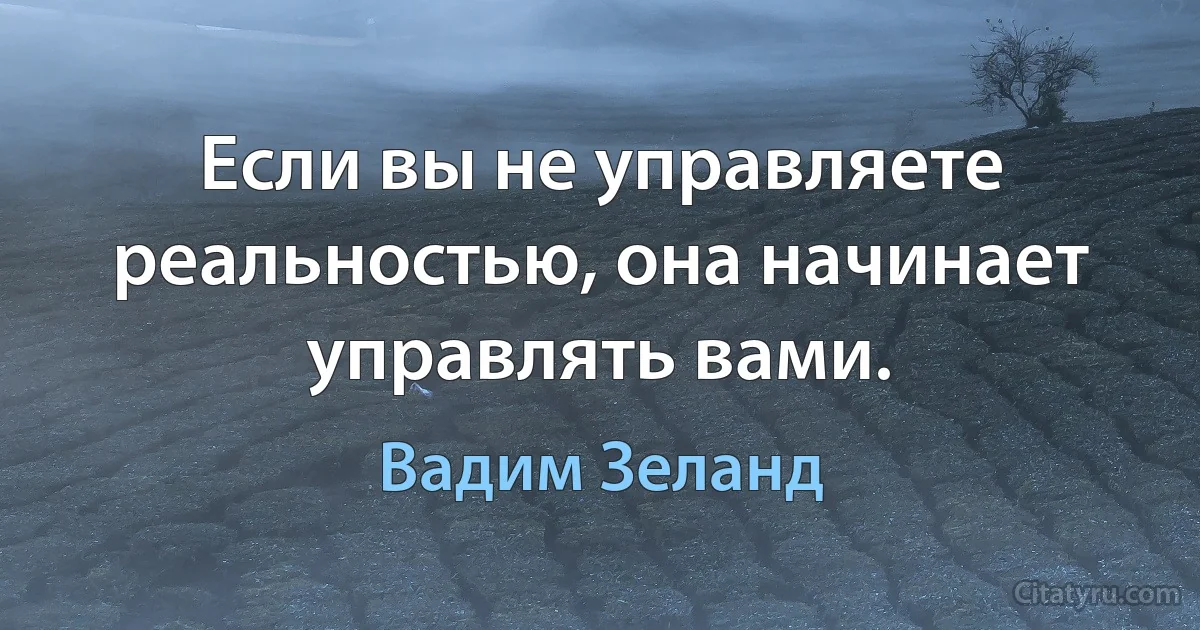 Если вы не управляете реальностью, она начинает управлять вами. (Вадим Зеланд)