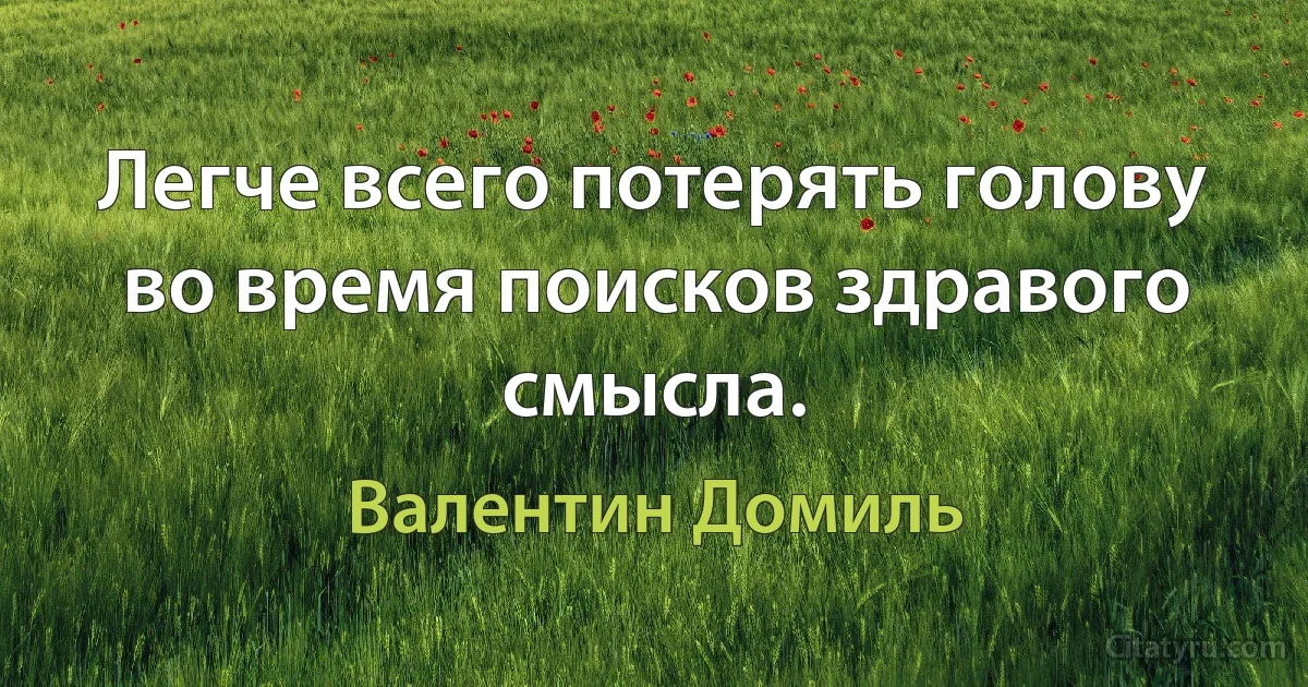 Легче всего потерять голову во время поисков здравого смысла. (Валентин Домиль)