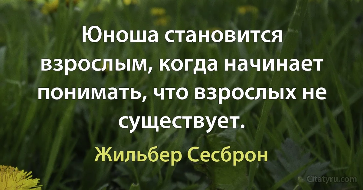 Юноша становится взрослым, когда начинает понимать, что взрослых не существует. (Жильбер Сесброн)