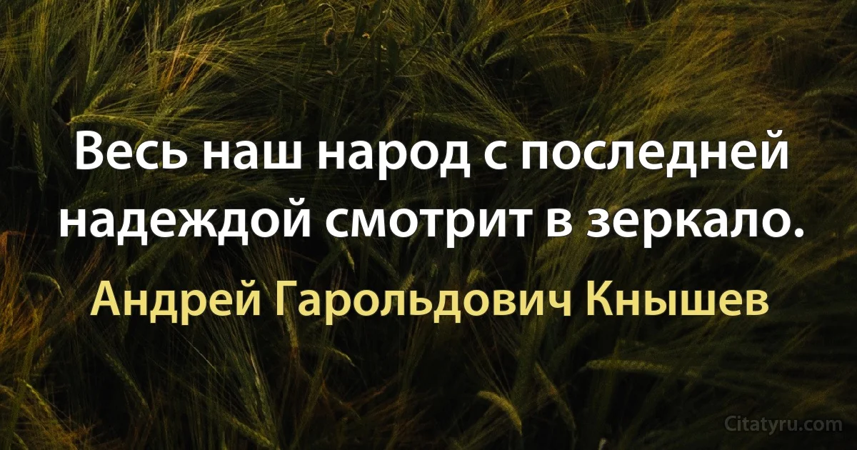 Весь наш народ с последней надеждой смотрит в зеркало. (Андрей Гарольдович Кнышев)