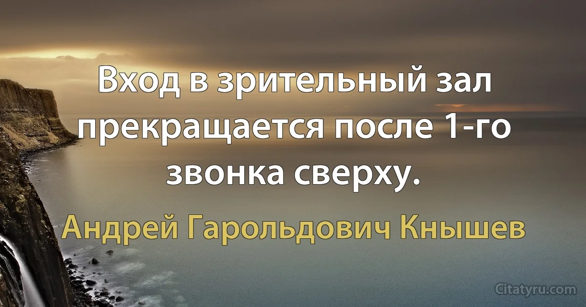 Вход в зрительный зал прекращается после 1-го звонка сверху. (Андрей Гарольдович Кнышев)