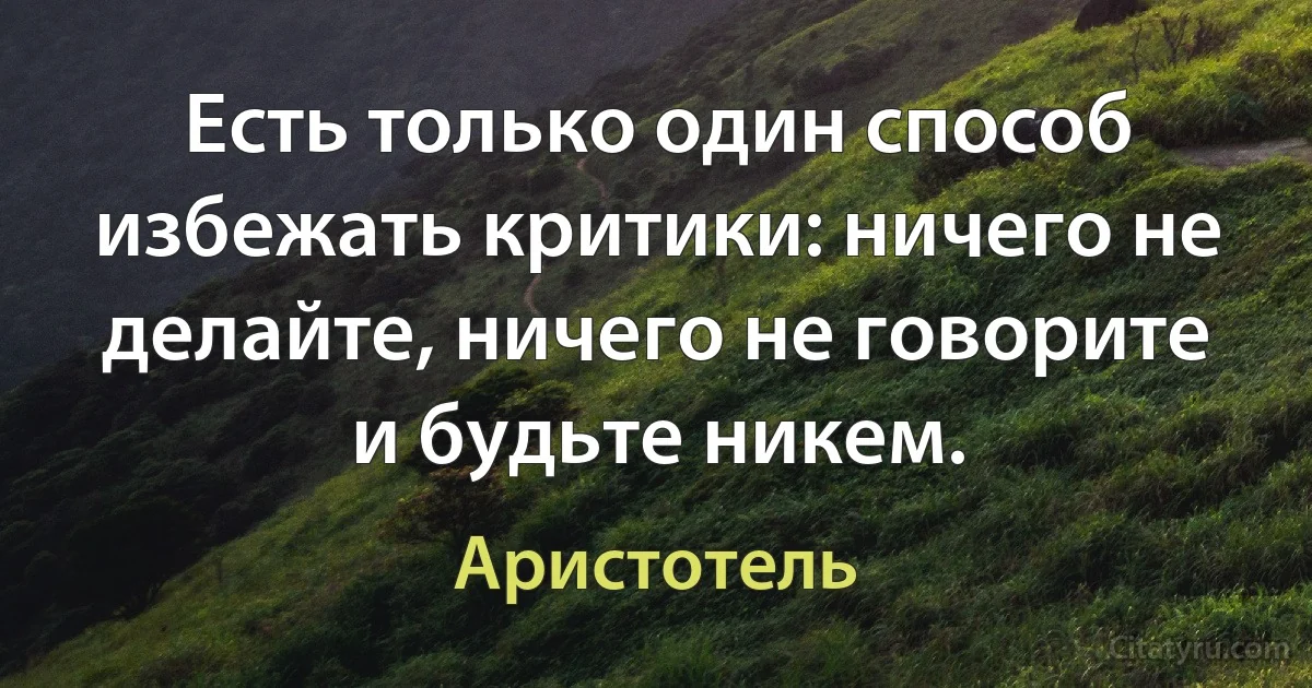 Есть только один способ избежать критики: ничего не делайте, ничего не говорите и будьте никем. (Аристотель)