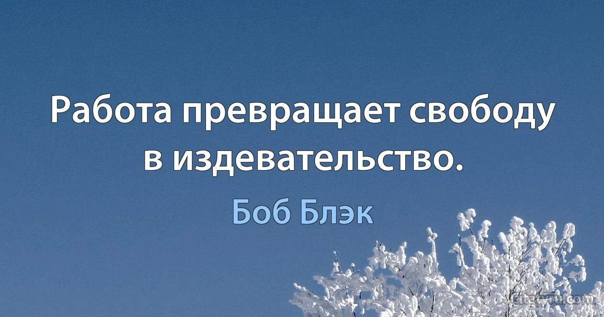 Работа превращает свободу в издевательство. (Боб Блэк)