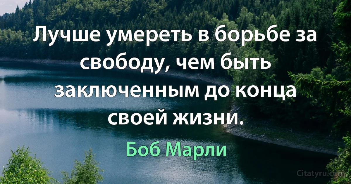 Лучше умереть в борьбе за свободу, чем быть заключенным до конца своей жизни. (Боб Марли)