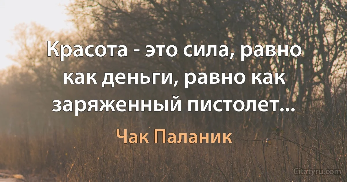 Красота - это сила, равно как деньги, равно как заряженный пистолет... (Чак Паланик)