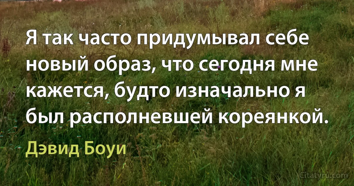 Я так часто придумывал себе новый образ, что сегодня мне кажется, будто изначально я был располневшей кореянкой. (Дэвид Боуи)