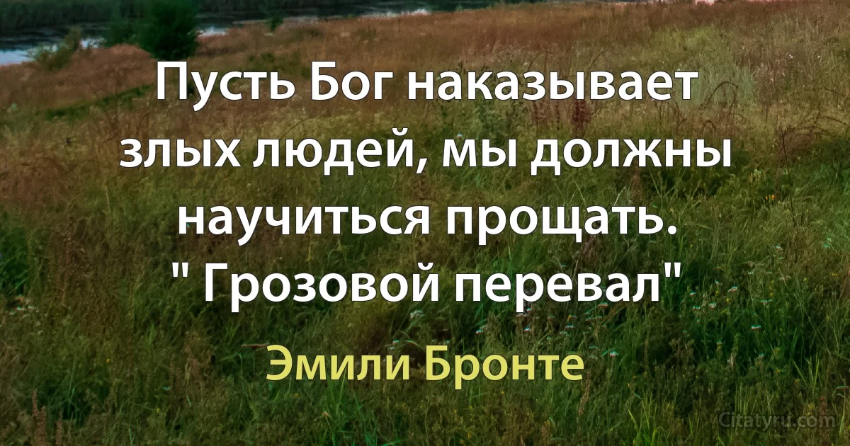 Пусть Бог наказывает злых людей, мы должны научиться прощать. 
" Грозовой перевал" (Эмили Бронте)