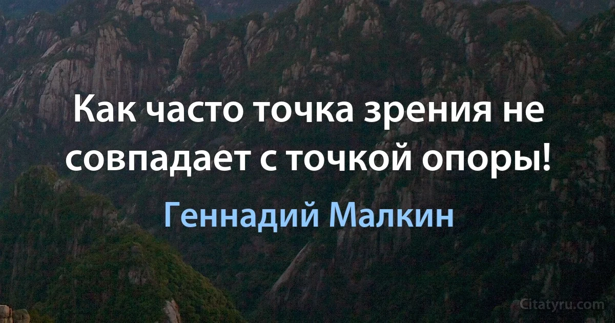 Как часто точка зрения не совпадает с точкой опоры! (Геннадий Малкин)