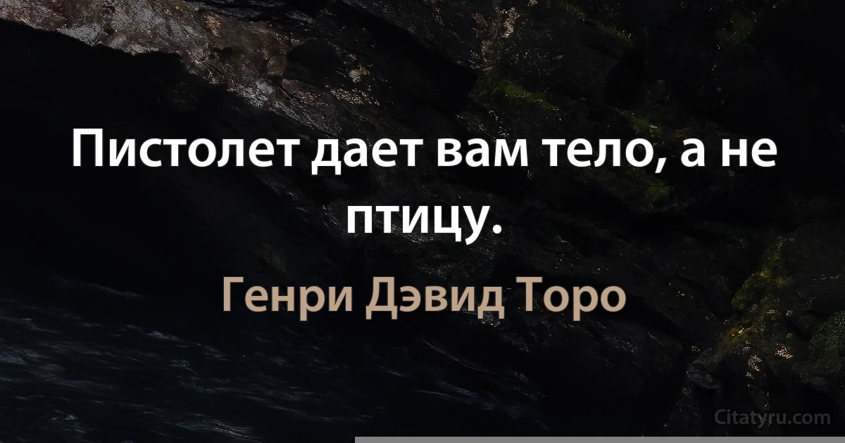 Пистолет дает вам тело, а не птицу. (Генри Дэвид Торо)