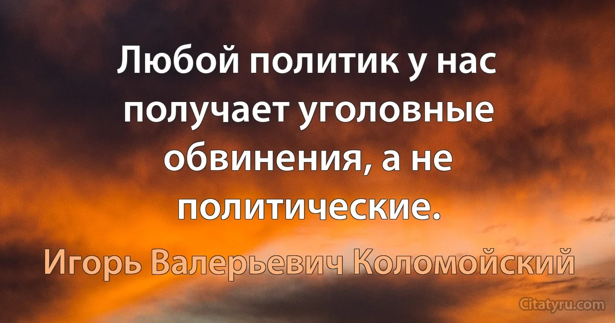 Любой политик у нас получает уголовные обвинения, а не политические. (Игорь Валерьевич Коломойский)