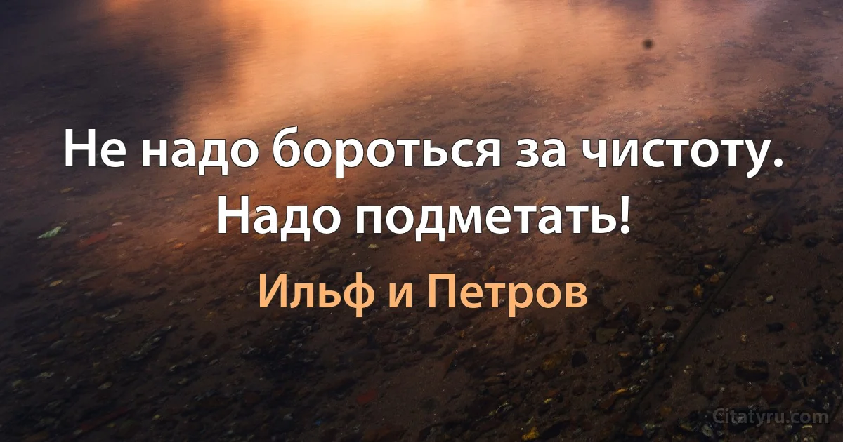 Не надо бороться за чистоту. Надо подметать! (Ильф и Петров)