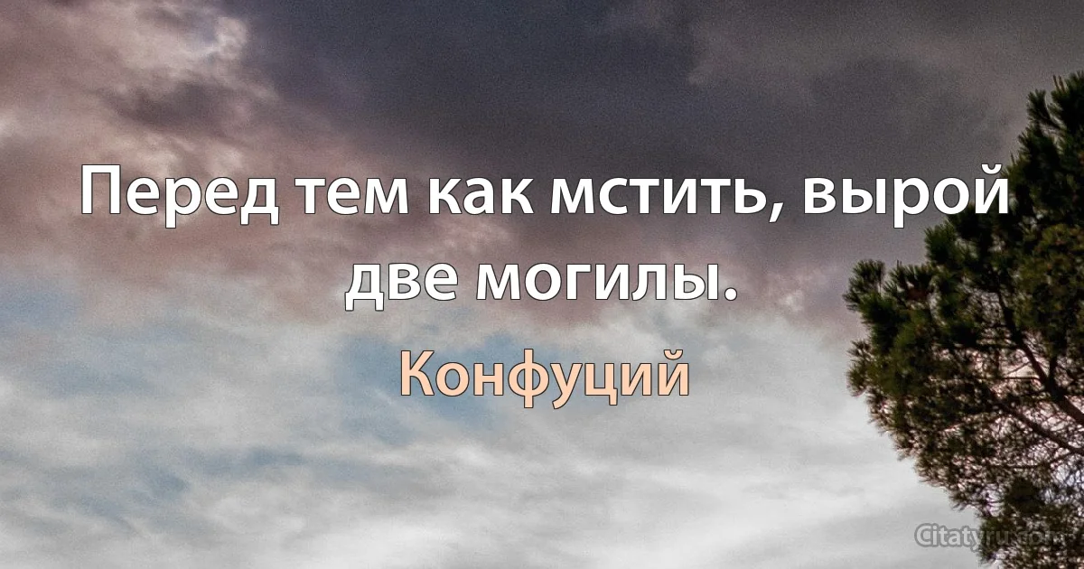 Перед тем как мстить, вырой две могилы. (Конфуций)