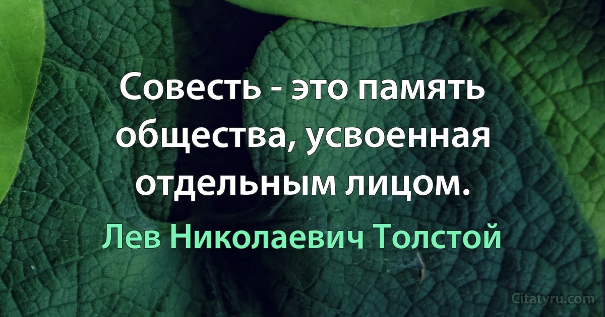 Совесть - это память общества, усвоенная отдельным лицом. (Лев Николаевич Толстой)