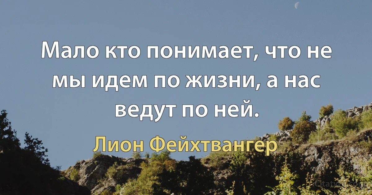 Мало кто понимает, что не мы идем по жизни, а нас ведут по ней. (Лион Фейхтвангер)