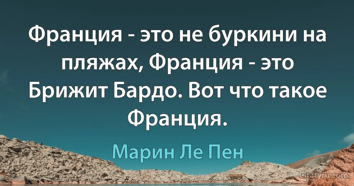 Франция - это не буркини на пляжах, Франция - это Брижит Бардо. Вот что такое Франция. (Марин Ле Пен)