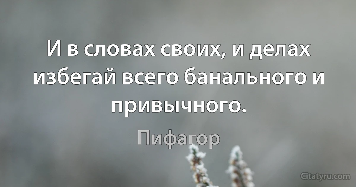 И в словах своих, и делах избегай всего банального и привычного. (Пифагор)